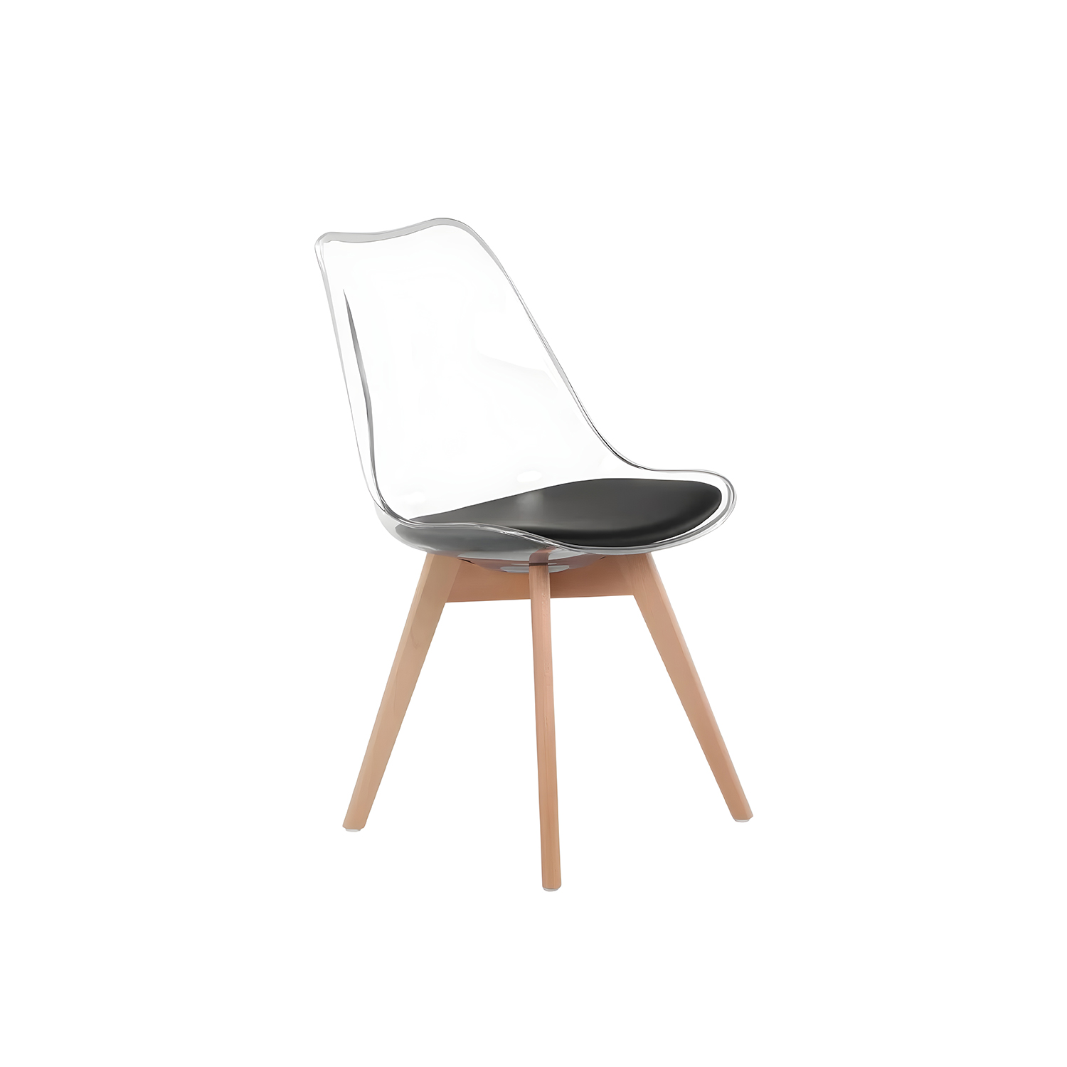 Dining chair with a transparent shell